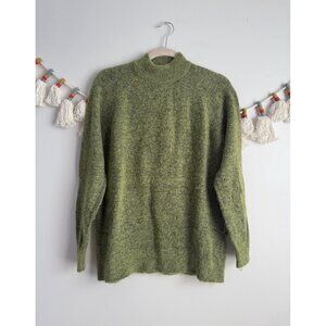 Selected Femme Wool Blend Mock Neck Green Jumper Sweater Preppy Cozy Winter XS